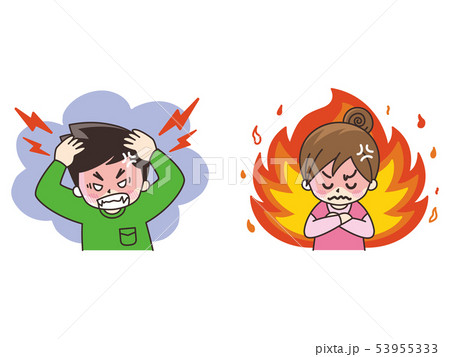 怒る若い男女のイラスト素材