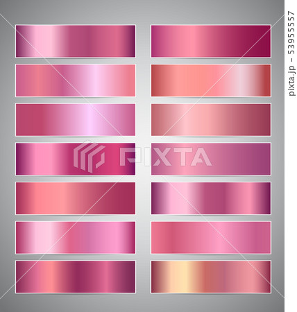 Set of rose gold or shiny pink gradient banners...のイラスト素材 [53955557 ...
