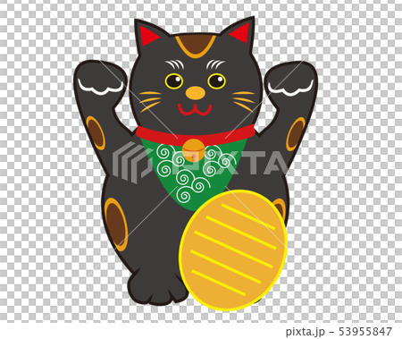 Cat beckoning cat oval black cat Cat beckoning cat oval black cat 53955847