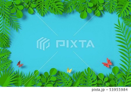 Flower paper style, framed leaves, clipping path. 53955984