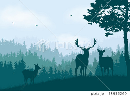 Realistic illustration of mountain landscape with Realistic illustration of mountain landscape with 53956260