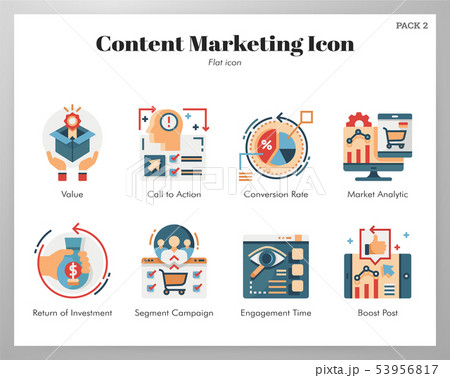 Content marketing icons flat pack 53956817