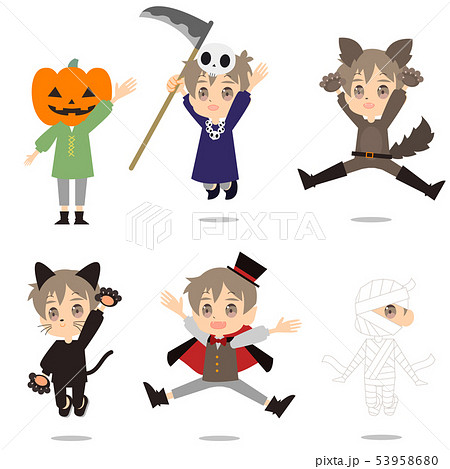 かわいいハロウィン仮装少年のイラスト素材 53958680 Pixta