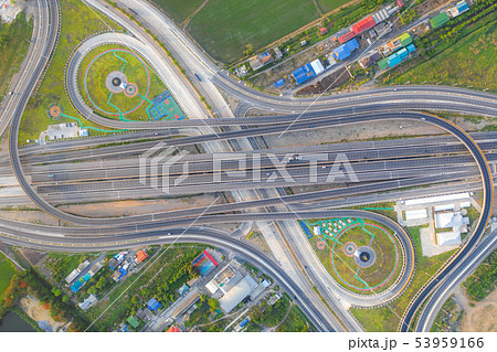 Aerial view of highway junctions Top view of Urban 53959166