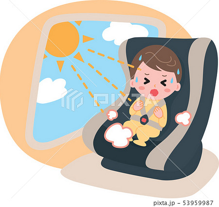 車内放置　熱中症のイラスト 53959987