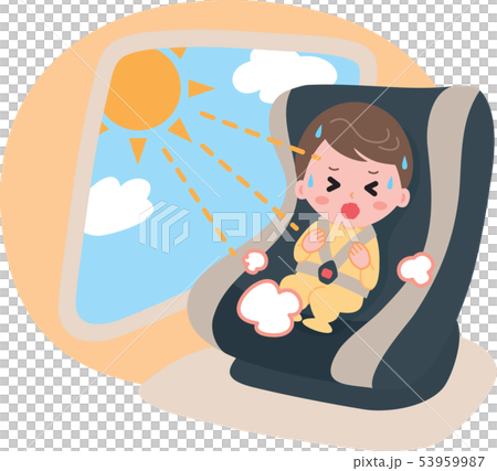 車内放置　熱中症のイラスト 53959987