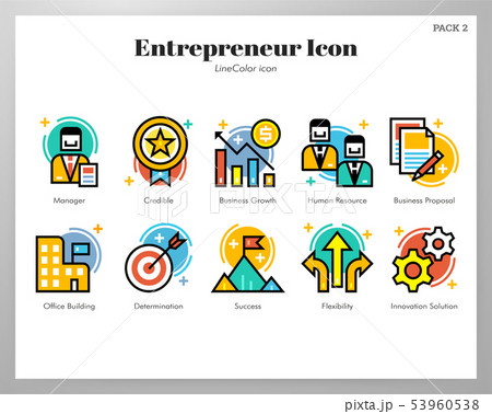 Entrepreneur icons LineColor pack 53960538