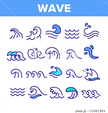 Sea And Ocean Waves Vector Linear Icons Set Sea And Ocean Waves Vector Linear Icons Set 53961804
