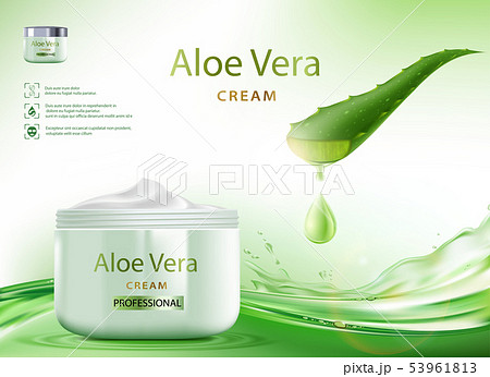 Aloe Vera skin care cream with plant leaves. 53961813