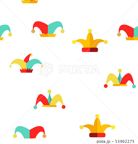 Funny Jester Hat Linear Vector Seamless Patternのイラスト素材