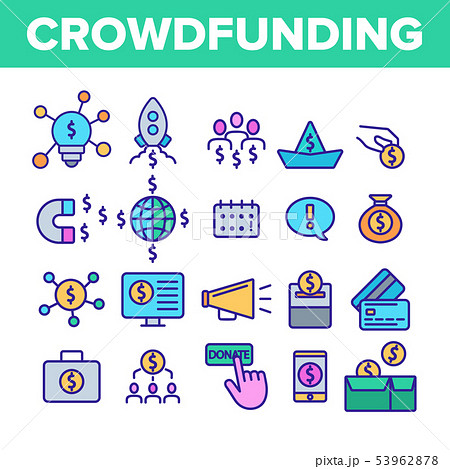 Crowdfunding, Collective Investment Vector Linear Icons Set Crowdfunding, Collective Investment Vector Linear Icons Set 53962878