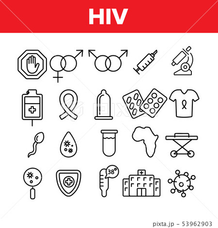 HIV And AIDS Awareness Vector Linear Icons Set HIV And AIDS Awareness Vector Linear Icons Set 53962903