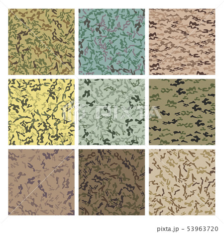 Style Camouflage Khaki Seamless Pattern Set Vector Style Camouflage Khaki Seamless Pattern Set Vector 53963720