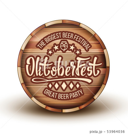 Advertising Beer Festival On Brown Barrel Vector 53964036