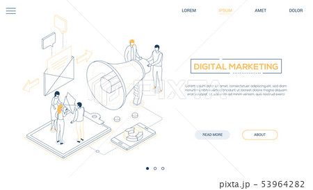 Digital marketing - line design style isometric web banner Digital marketing - line design style isometric web banner 53964282