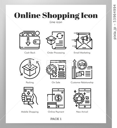 Online shopping icons Line pack 53964994