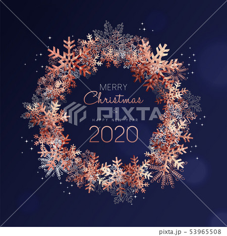 Christmas and New Year 2020 copper snowflake card Christmas and New Year 2020 copper snowflake card 53965508