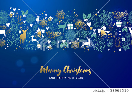 Christmas and New Year gold deer ornament card 53965510