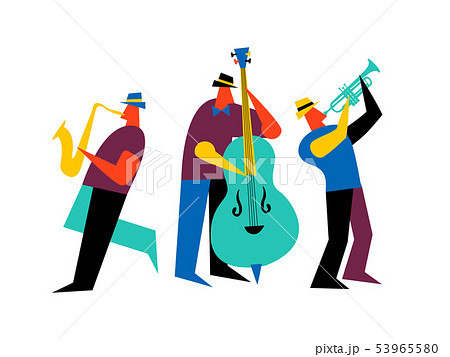 Jazz Band Group On Isolated Backgroundのイラスト素材