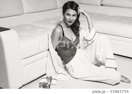 Pretty girl in lingerie at design interior Pretty girl in lingerie at design interior 53965734