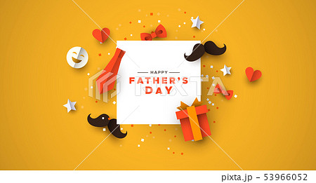 Fathers Day card of frame with paper holiday icons 53966052