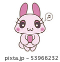 スマホを見ているうさぎのキャラクター（ピンク） 53966232