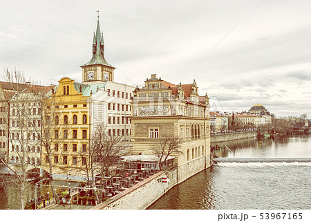 Old historical town Prague with Vltava river, 53967165