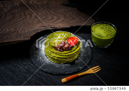 抹茶のパンケーキ (ミルクレープ)　Matcha pancake Japanese food 53967349