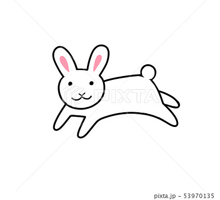 シンプルな飛び跳ねるウサギのイラスト ジャンプ のイラスト素材 53970135 Pixta