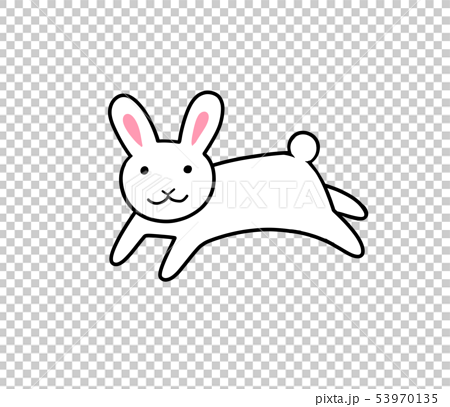 シンプルな飛び跳ねるウサギのイラスト ジャンプ のイラスト素材