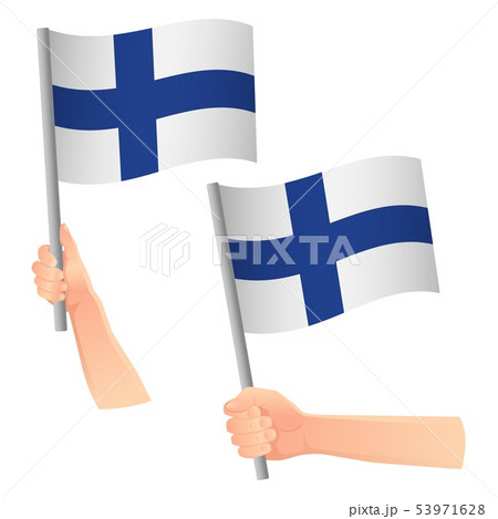 Finland flag in hand icon 53971628