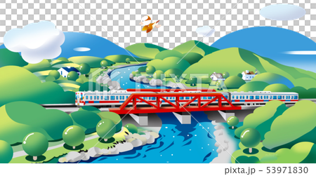 鉄橋の電車のイラスト素材 鉄橋の電車のイラスト素材