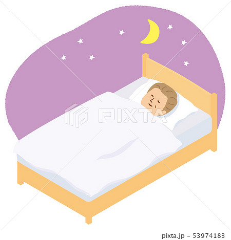 ベッドで寝る男性のイラスト素材