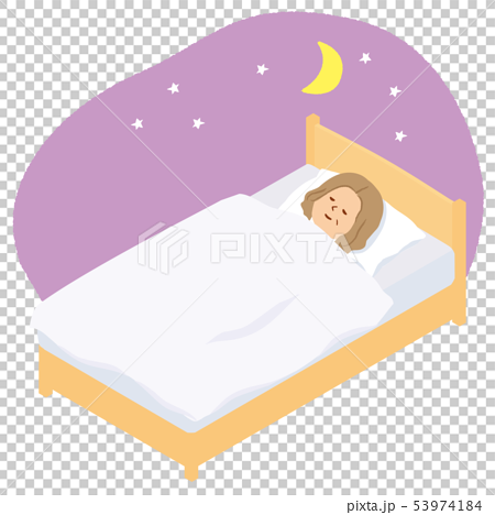 ベッドで寝る女性のイラスト素材