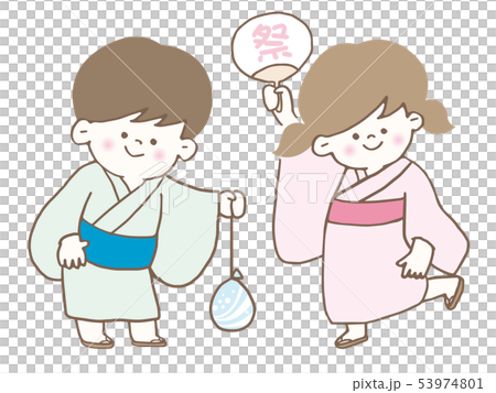 子ども 夏休み 浴衣 夏祭り 53974801