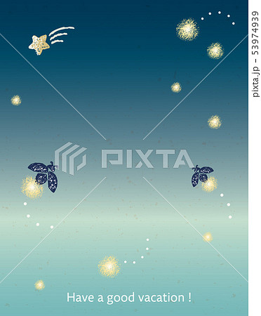 Summer greetings design of firefly, illustration 53974939