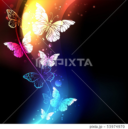 Fabulous Night Butterflies Stock Illustration