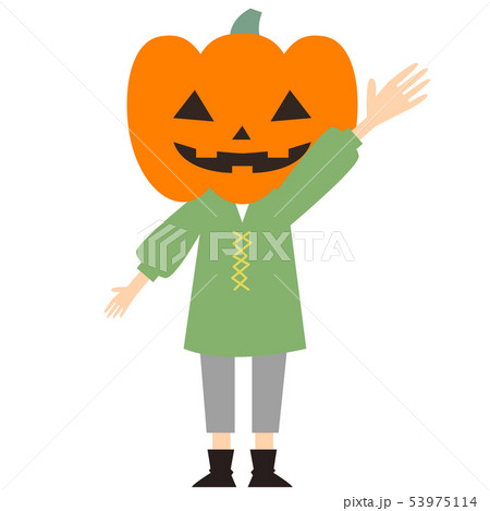 かわいいかぼちゃのハロウィン仮装のイラスト素材