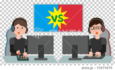 Eスポーツ 対決 男性 イラストのイラスト素材
