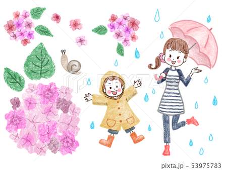 Rain hydrangea parent and child illustrations transparent 53975783