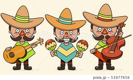 Mexican Musicians Vector Illustration With Three 53977656
