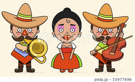 Mexican Musicians Vector Illustration With Two Men 53977696
