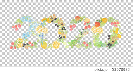 2020年賀状素材（五輪カラー花文字） 53978983