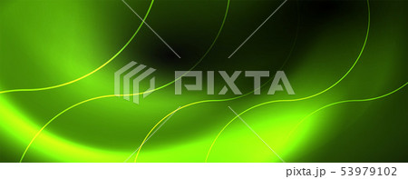 Dark abstract background with bright color neon lights and lines. Glowing background 53979102