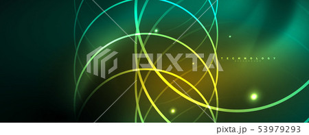 Shiny neon lines template - northern lights glowing blur lines. Futuristic style glow neon 80s disco 53979293