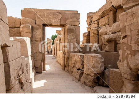 Anscient Temple of Karnak in Luxor - Archology Ruine Thebes Egypt beside the nile river 53979594