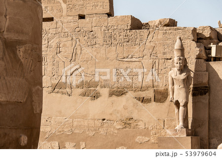 Anscient Temple of Karnak in Luxor - Archology Ruine Thebes Egypt beside the nile river 53979604