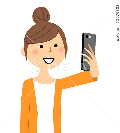 若い女性　スマホ　自撮り 53979802