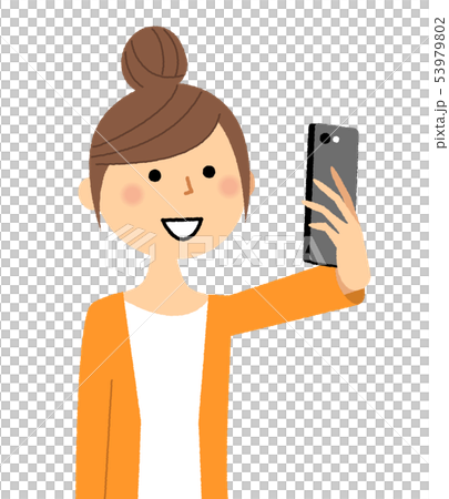 若い女性　スマホ　自撮り 53979802