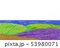 ちぎり絵風　海を臨む丘 53980071